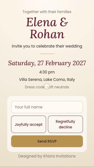 Invitation with RSVP screen