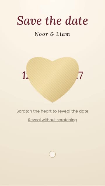 Scratch the heart save the date screen