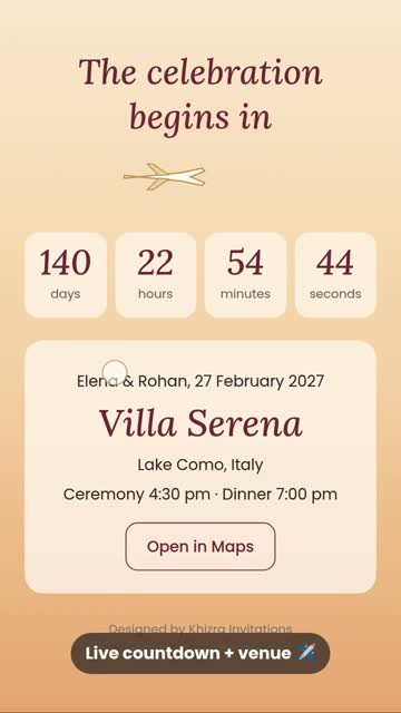 Countdown and venue screen